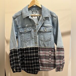 Denim and Plaid Patchwork Jacket